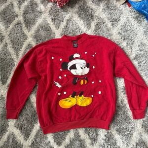 Vtg Disney Mickey Mouse Christmas Sweatshirt Adult XL Red Jerry Leigh USA Made